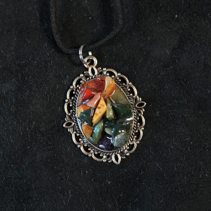 Jaunty Rainbow Stone Chip Necklace