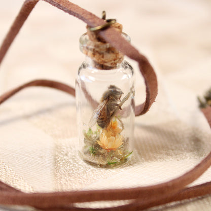 Bee and Orange Flower Necklace