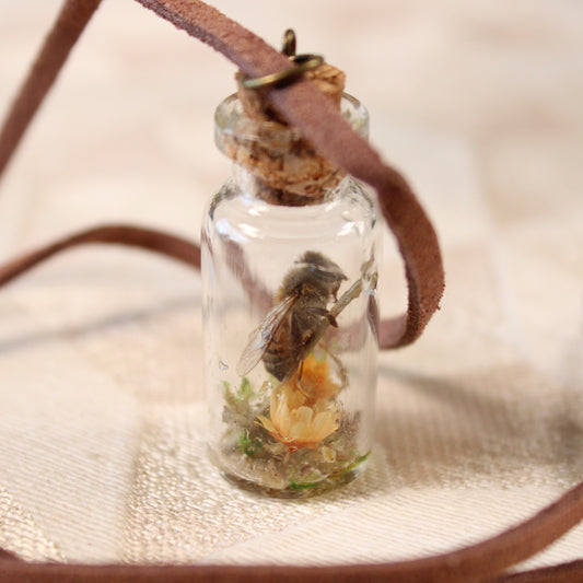 Bee and Orange Flower Necklace