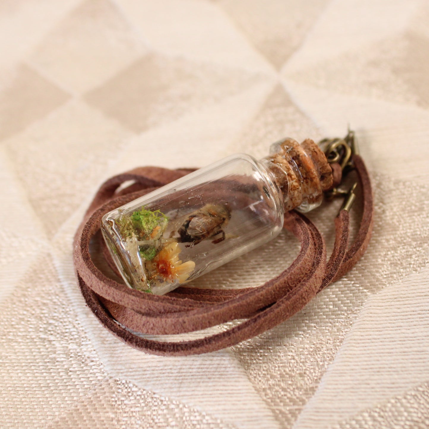 Bee and Orange Flower Necklace