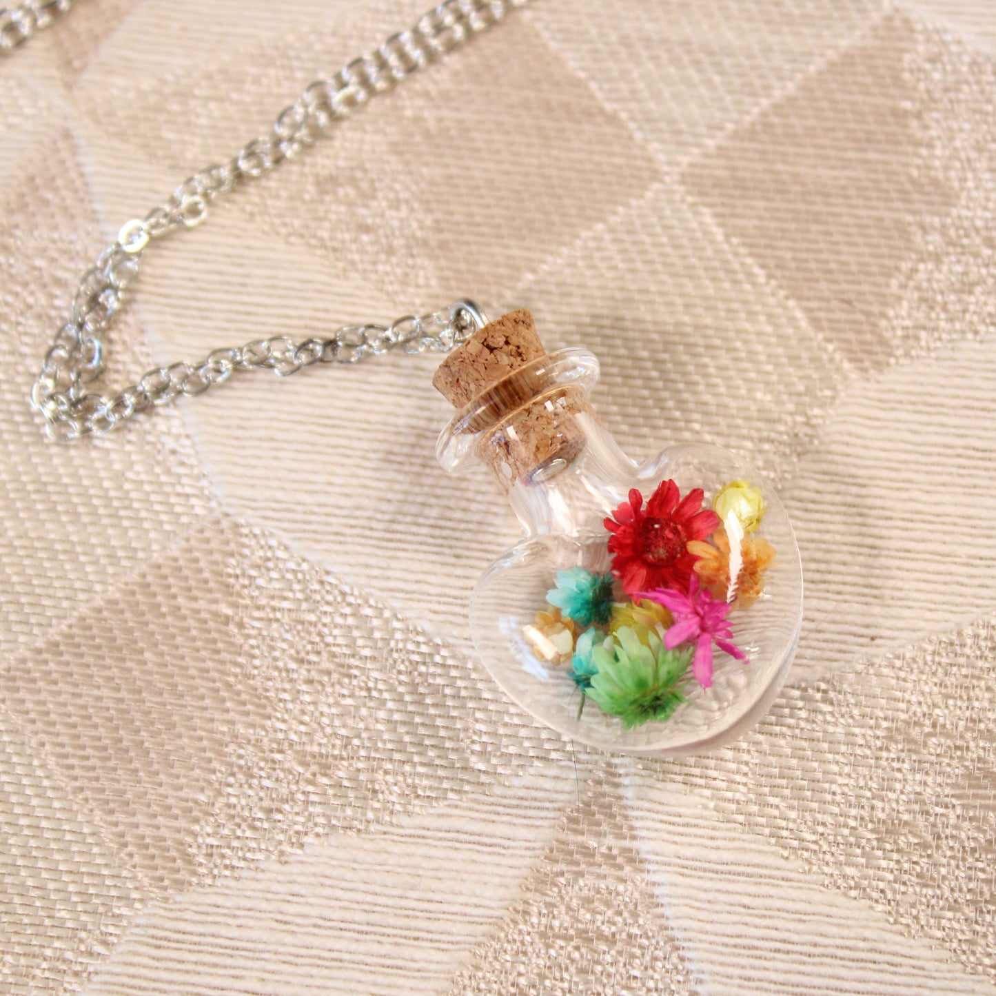 Rainbow Heart Flower Necklace