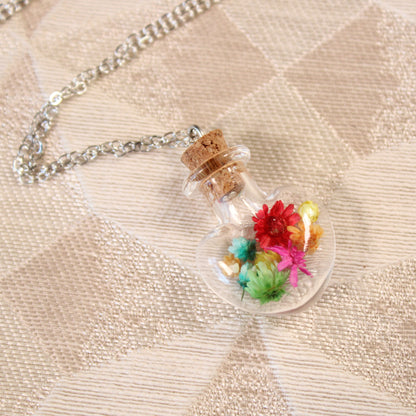 Rainbow Heart Flower Necklace