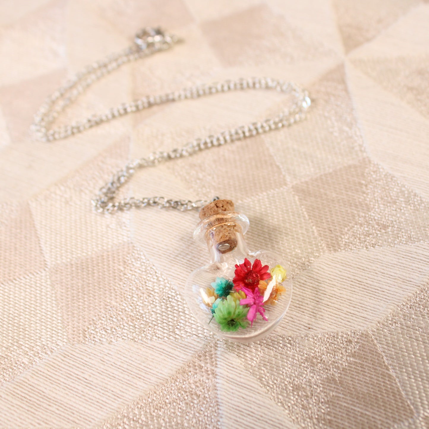 Rainbow Heart Flower Necklace