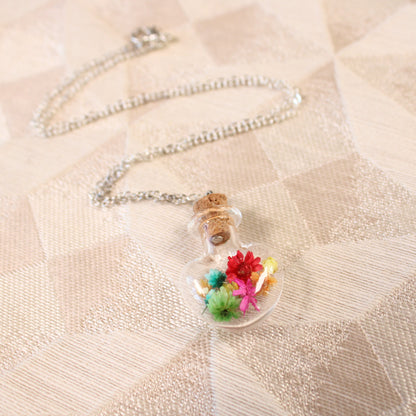 Rainbow Heart Flower Necklace