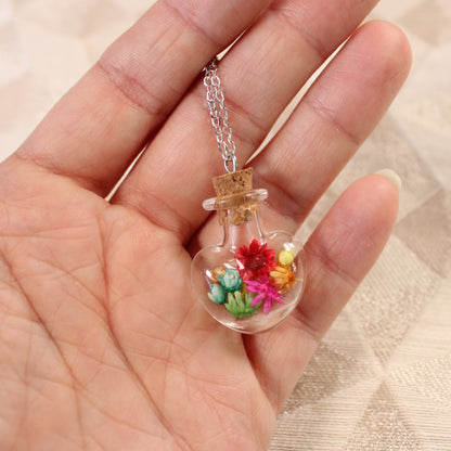 Rainbow Heart Flower Necklace