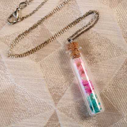 Pink & Blue Flower Necklace