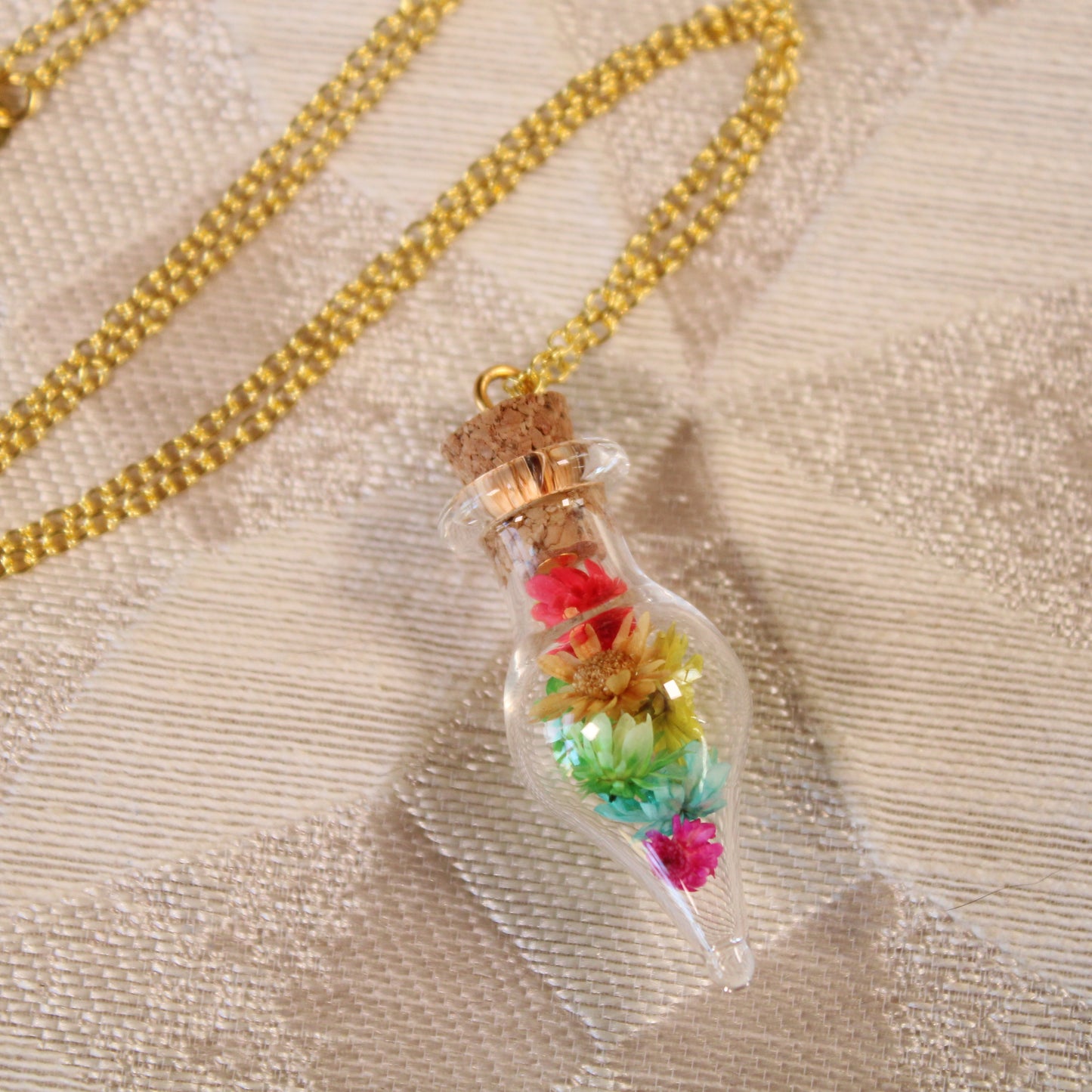 Rainbow Drop Flower Necklace