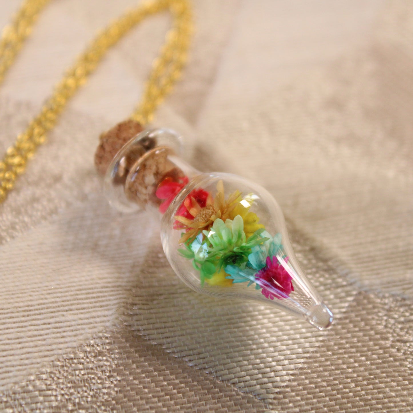 Rainbow Drop Flower Necklace