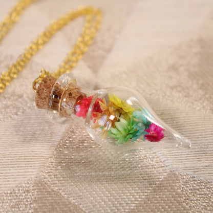 Rainbow Drop Flower Necklace