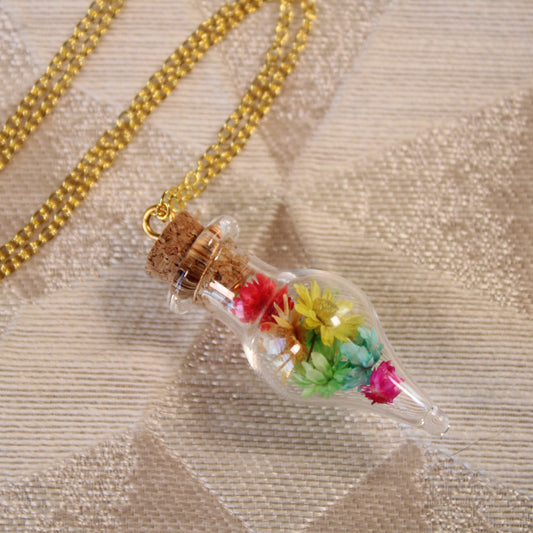 Rainbow Drop Flower Necklace
