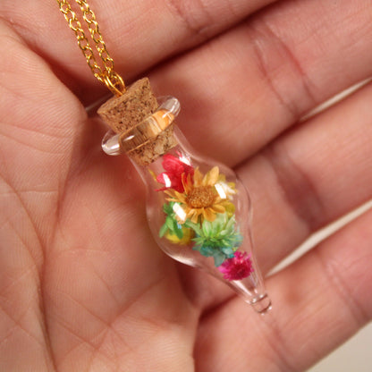 Rainbow Drop Flower Necklace