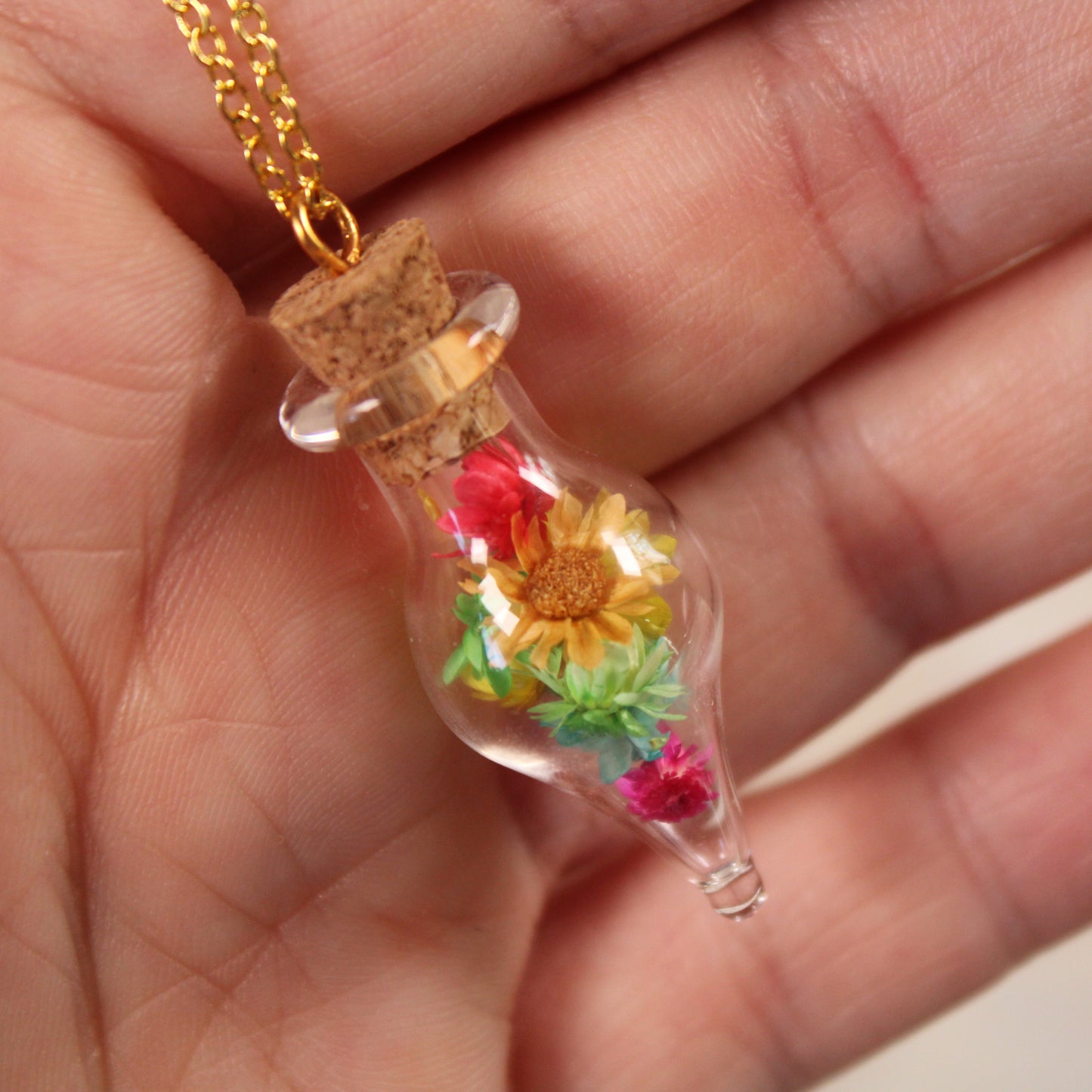 Rainbow Drop Flower Necklace