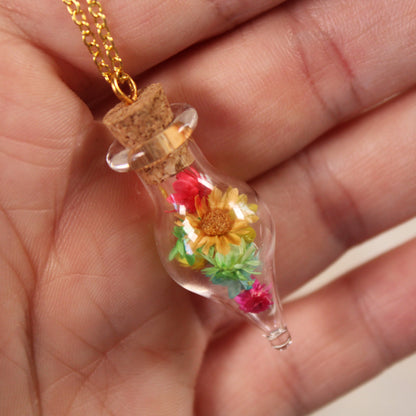 Rainbow Drop Flower Necklace