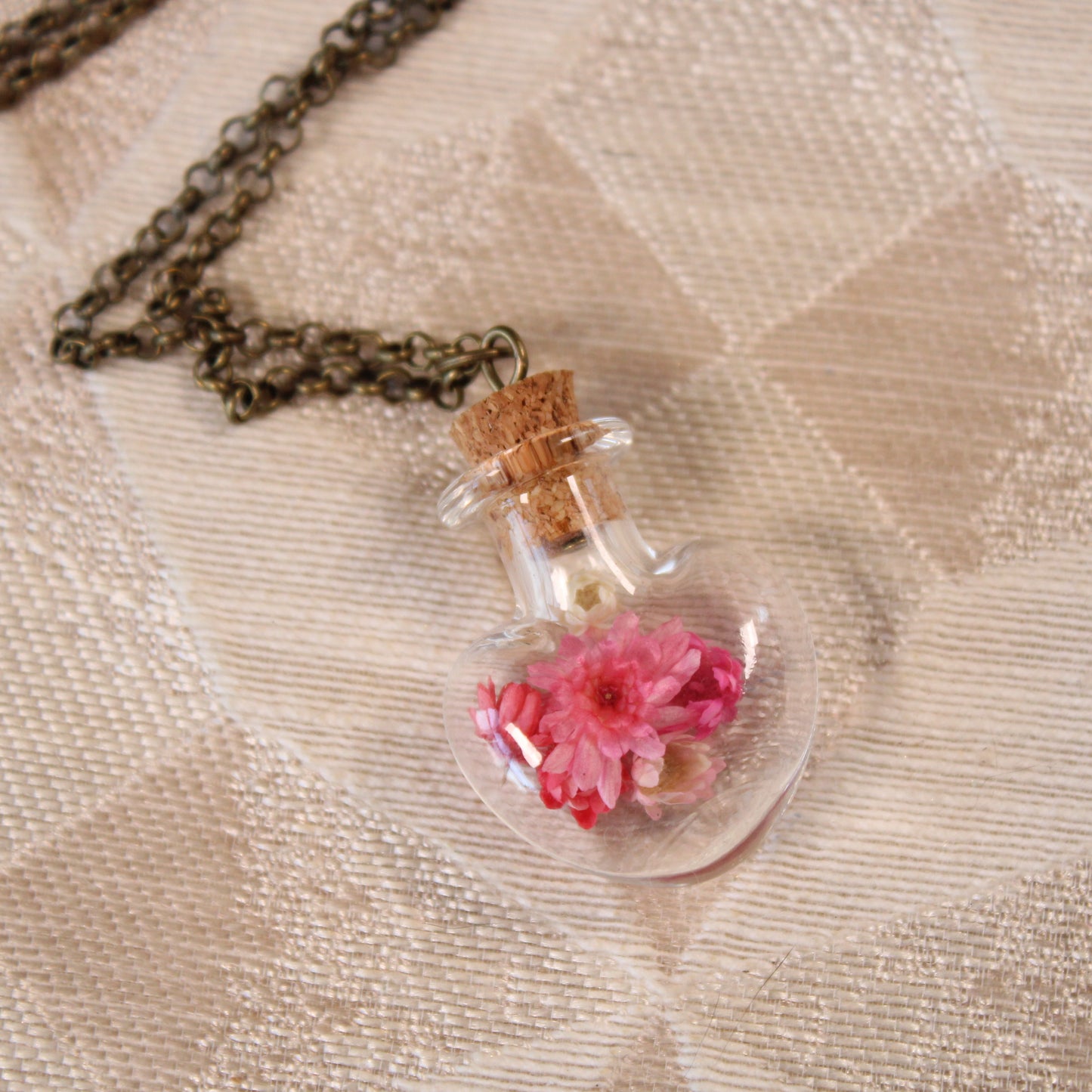 Pink Heart Flower Necklace