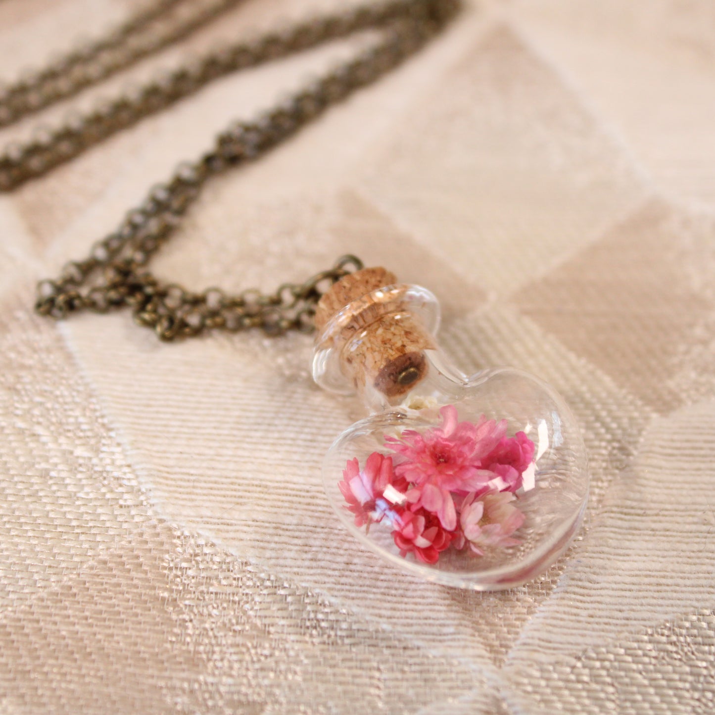 Pink Heart Flower Necklace