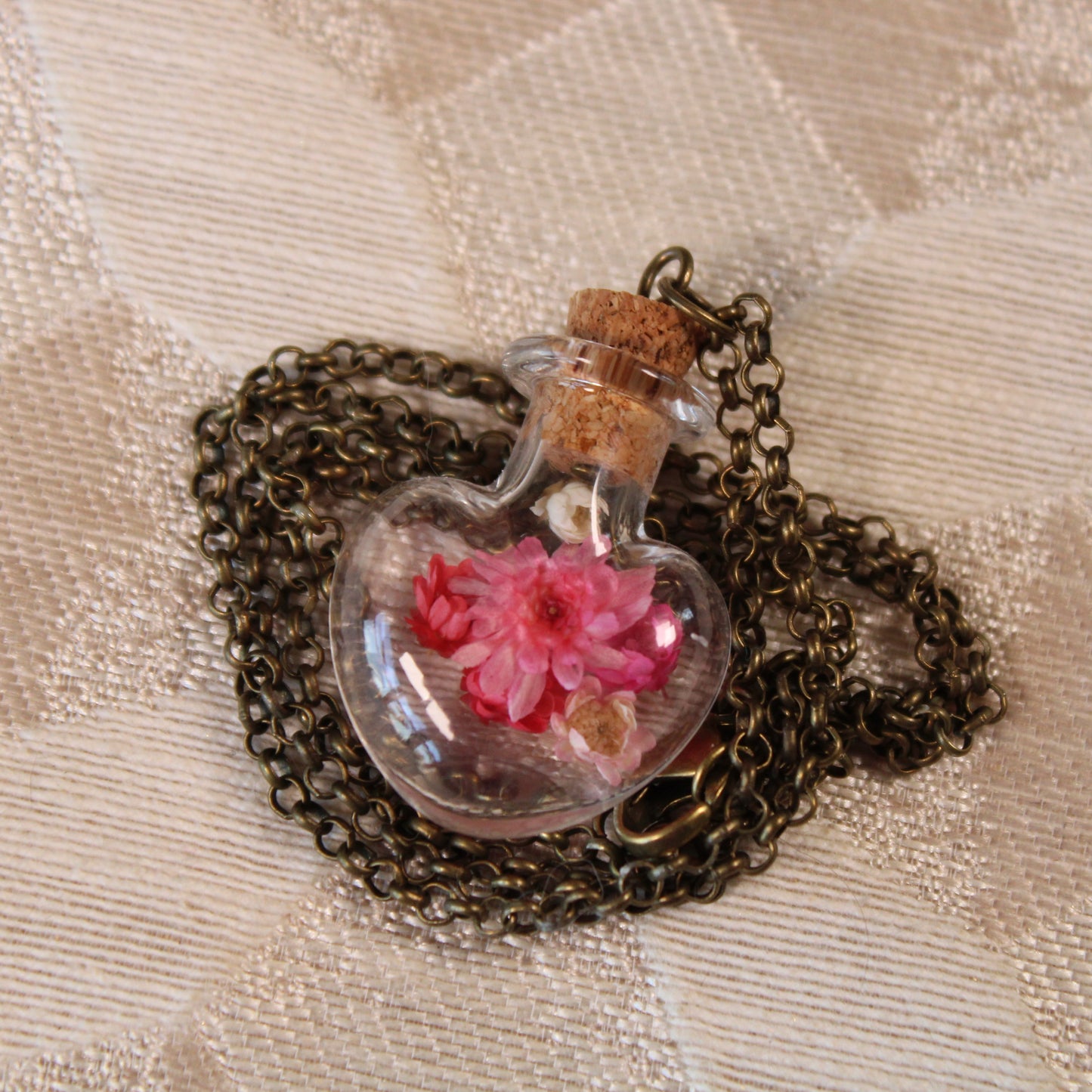Pink Heart Flower Necklace