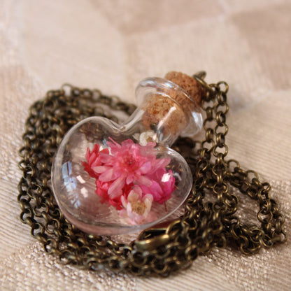 Pink Heart Flower Necklace