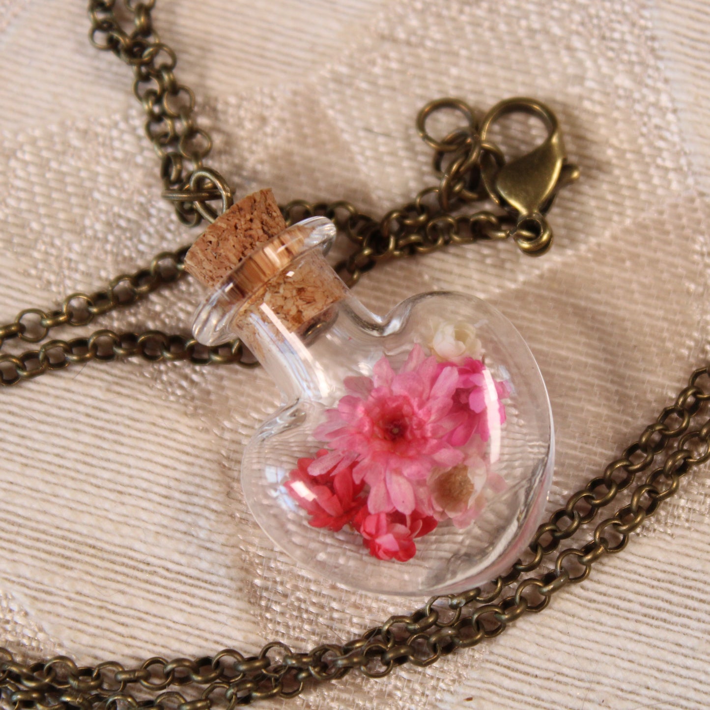 Pink Heart Flower Necklace