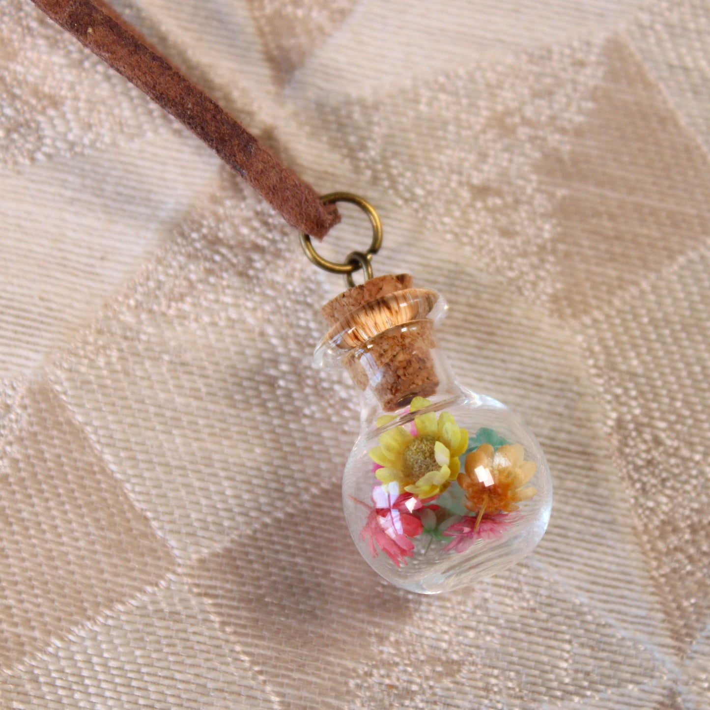 Round Rainbow Flower Necklace