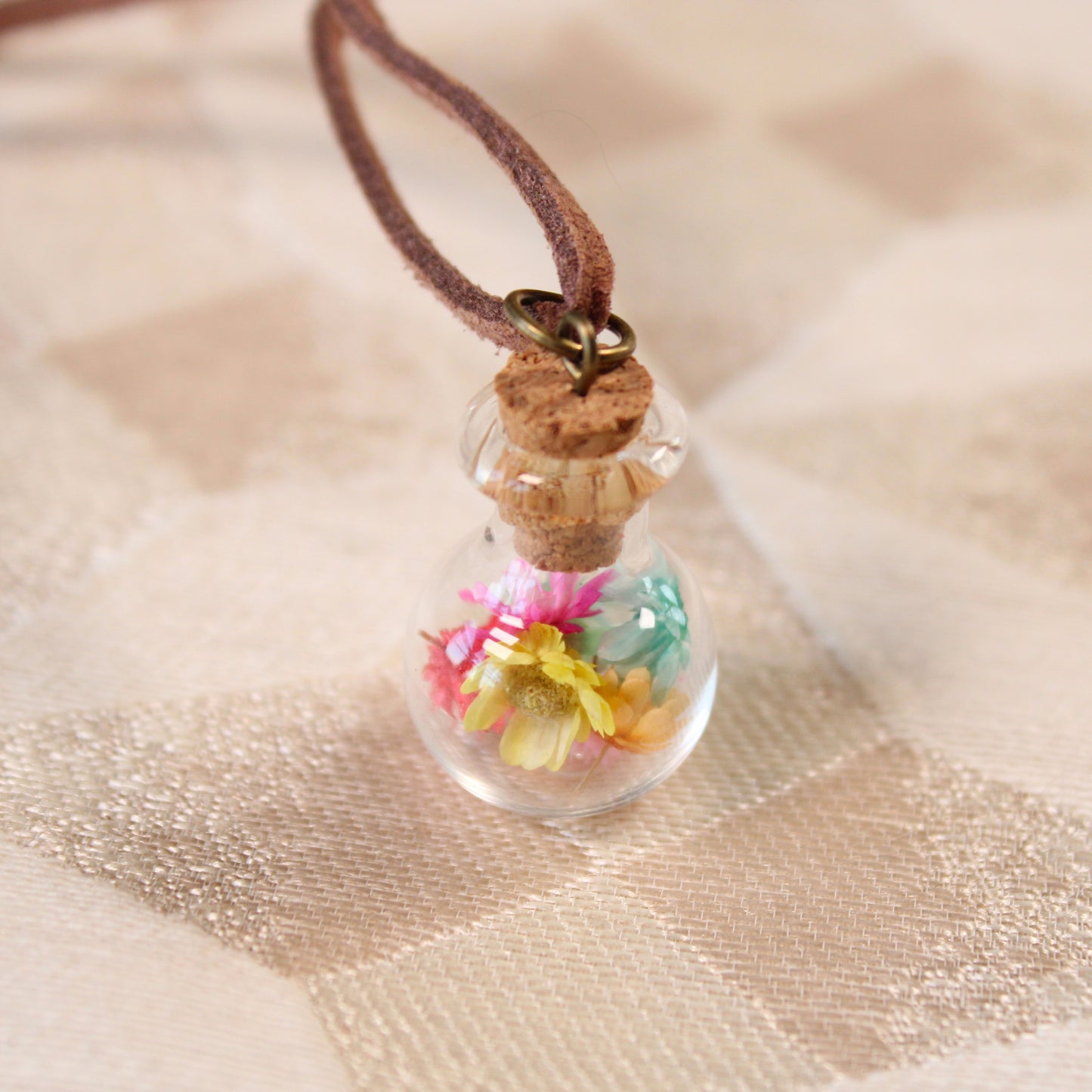 Round Rainbow Flower Necklace