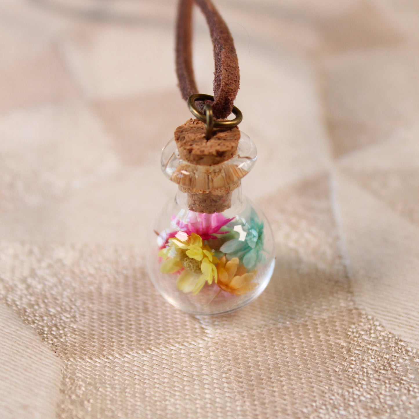 Round Rainbow Flower Necklace