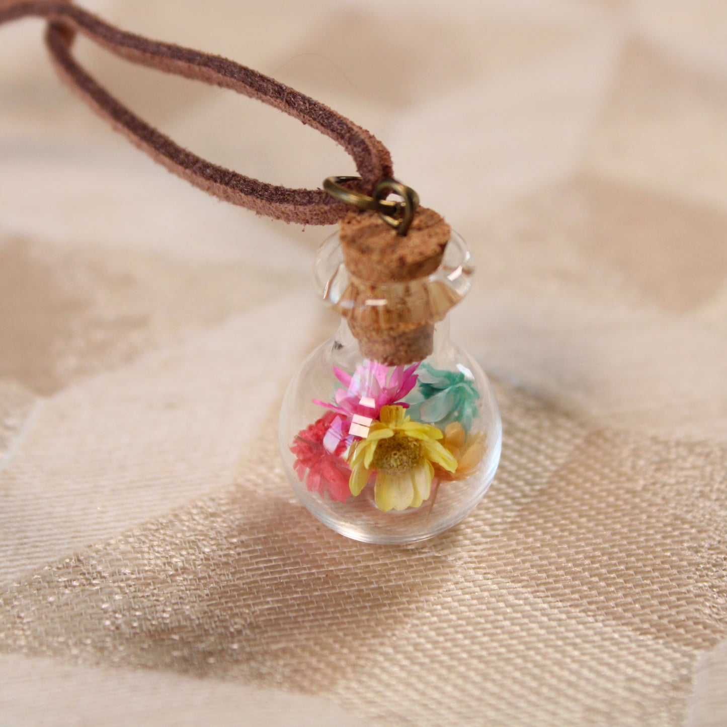 Round Rainbow Flower Necklace