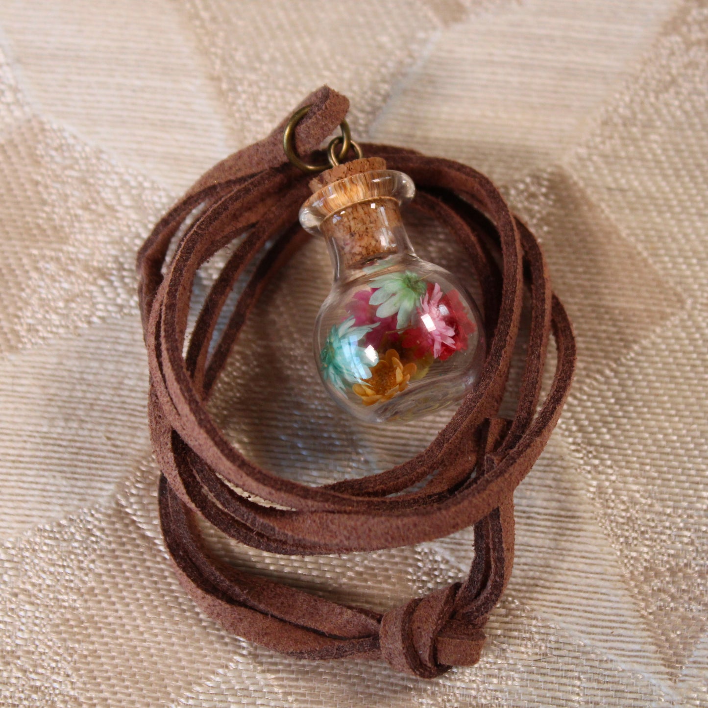 Round Rainbow Flower Necklace