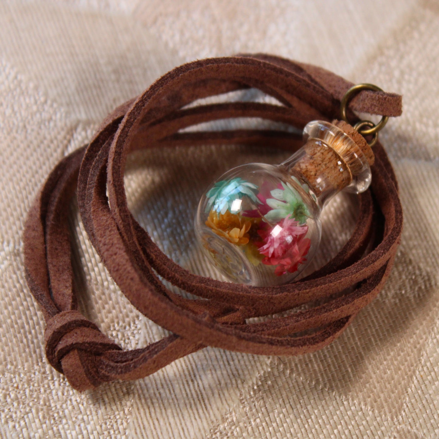 Round Rainbow Flower Necklace