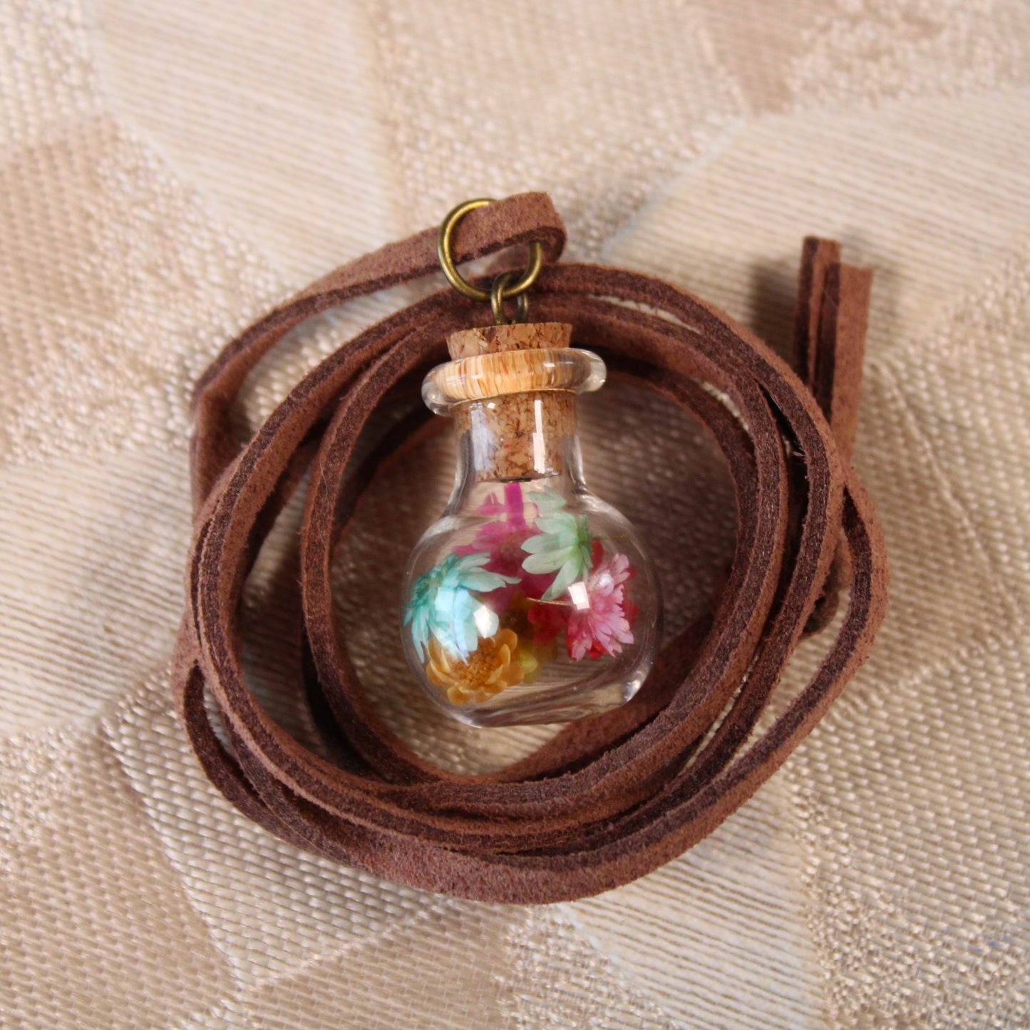 Round Rainbow Flower Necklace