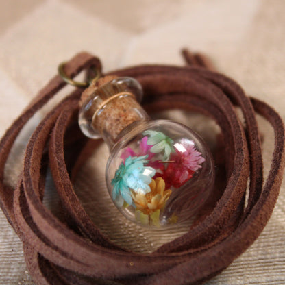 Round Rainbow Flower Necklace