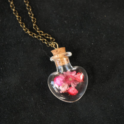 Pink Heart Flower Necklace