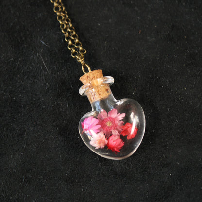 Pink Heart Flower Necklace