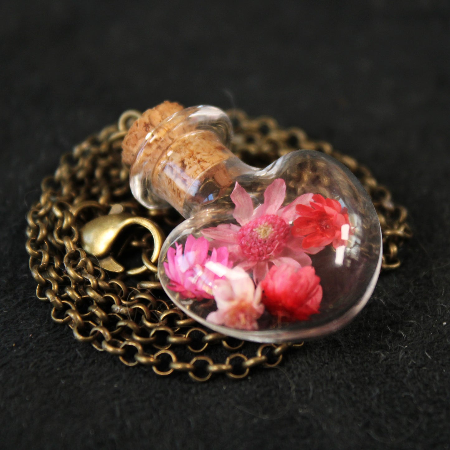 Pink Heart Flower Necklace