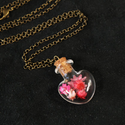 Pink Heart Flower Necklace
