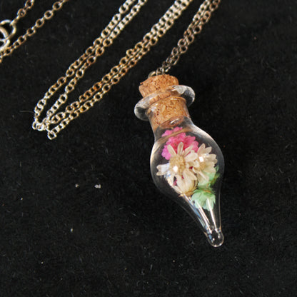 Pink/White/Green Flowers Necklace