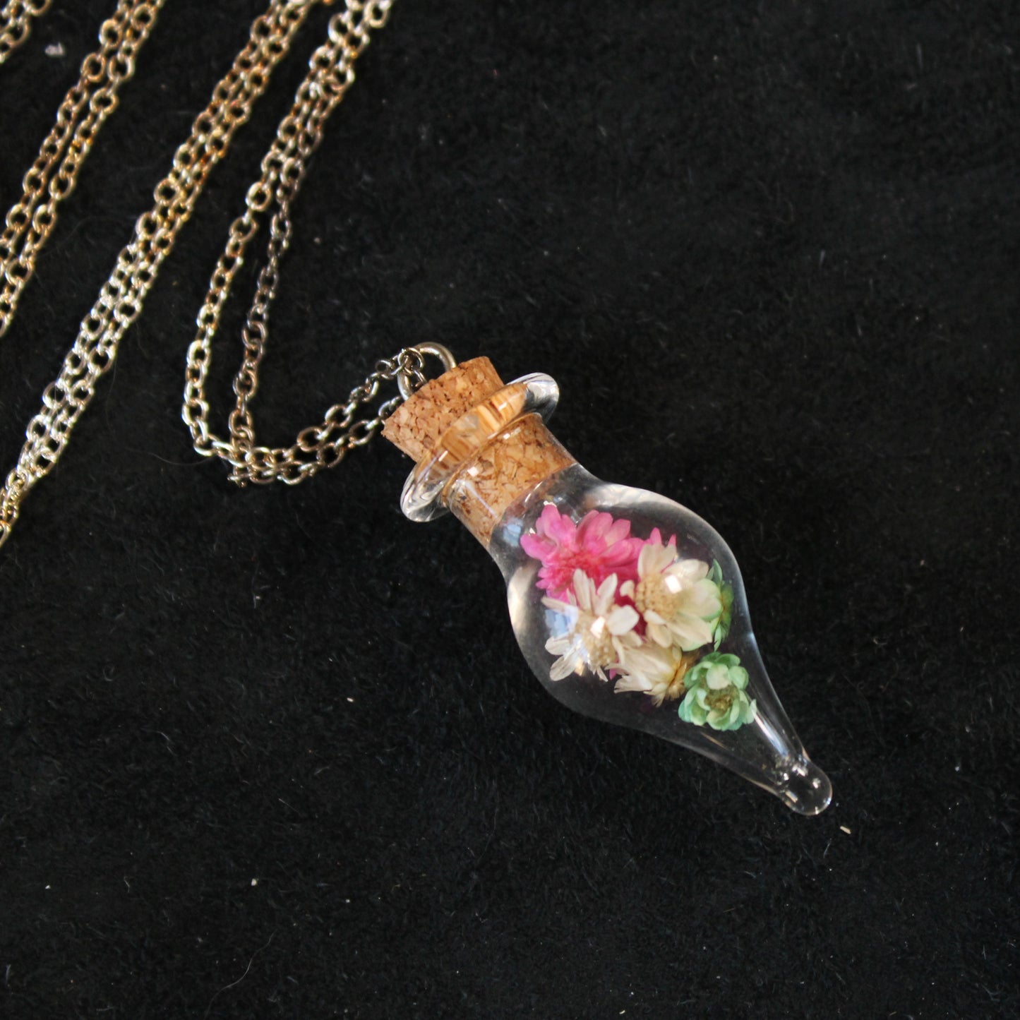 Pink/White/Green Flowers Necklace