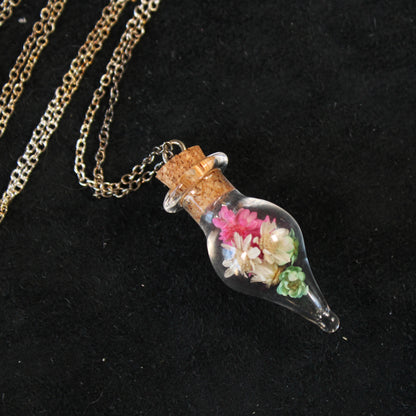 Pink/White/Green Flowers Necklace