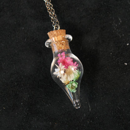 Pink/White/Green Flowers Necklace