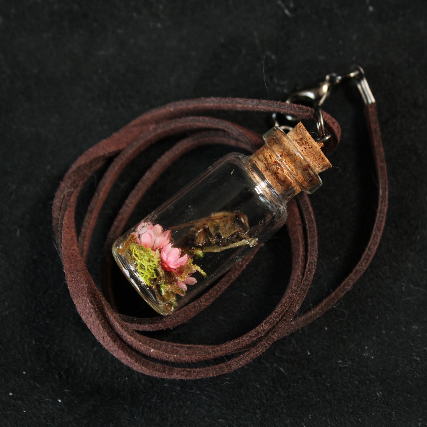 Bee and Pink Flower Necklace