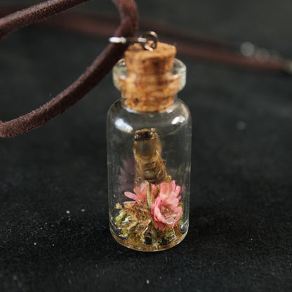 Bee and Pink Flower Necklace