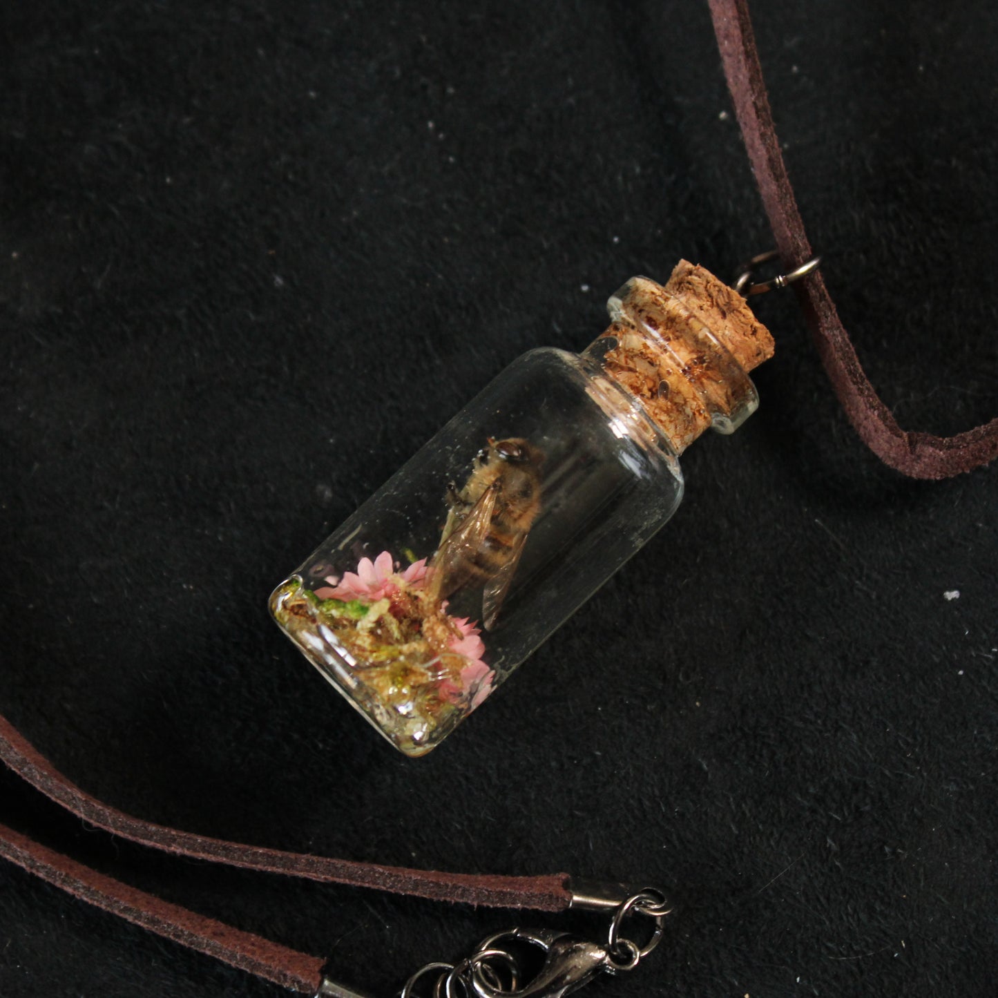 Bee and Pink Flower Necklace