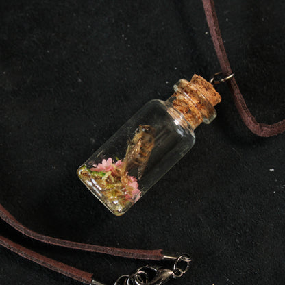 Bee and Pink Flower Necklace