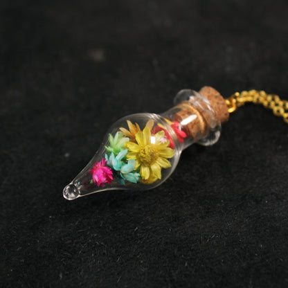 Rainbow Drop Flower Necklace