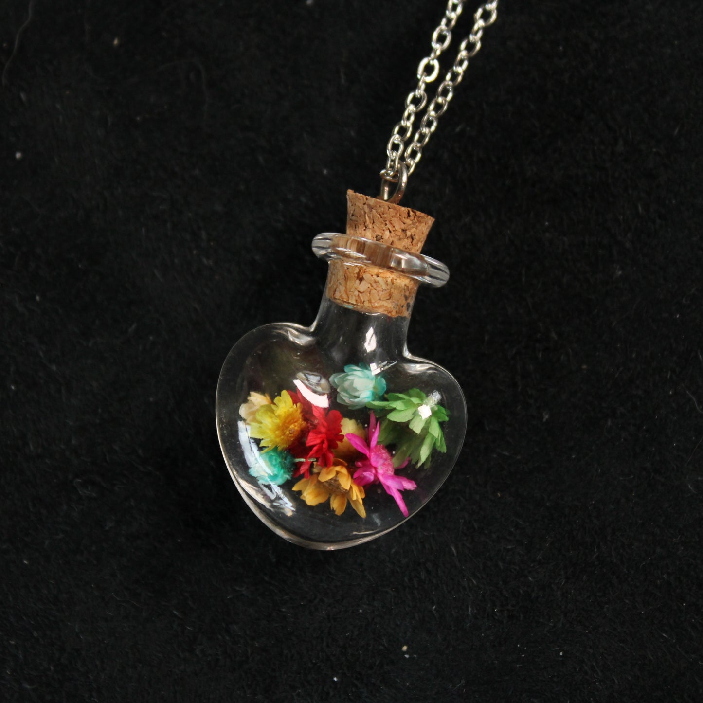 Rainbow Heart Flower Necklace