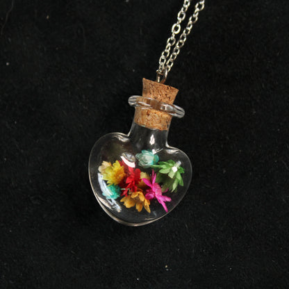 Rainbow Heart Flower Necklace