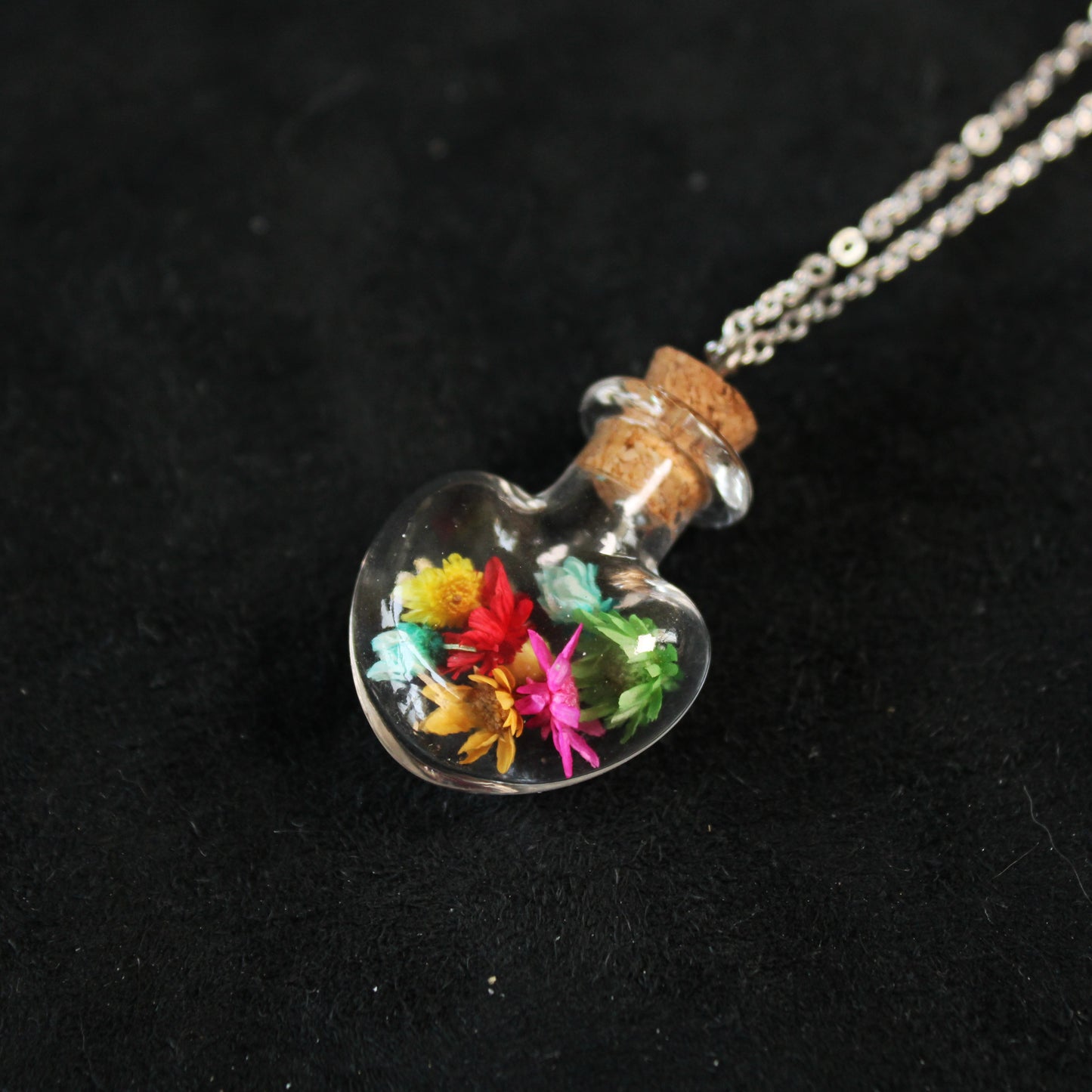 Rainbow Heart Flower Necklace