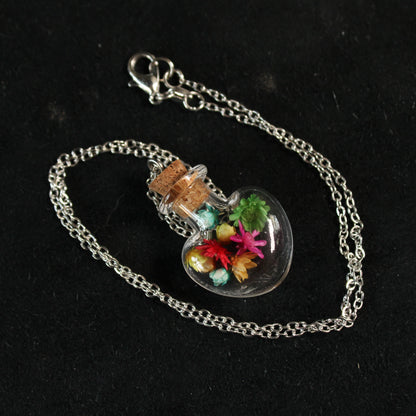 Rainbow Heart Flower Necklace