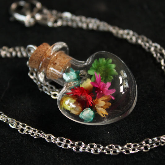Rainbow Heart Flower Necklace