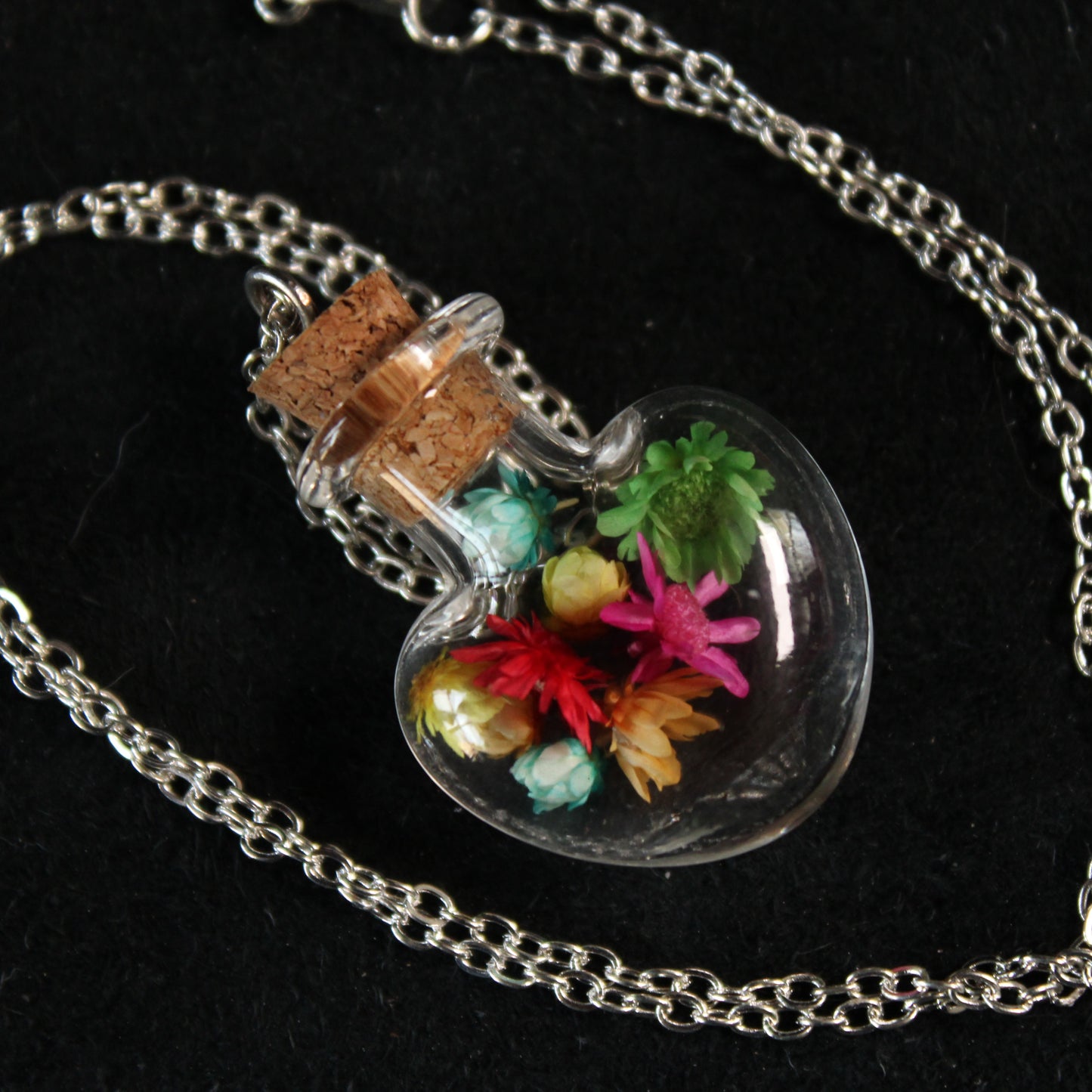 Rainbow Heart Flower Necklace