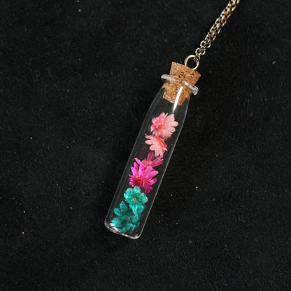 Pink & Blue Flower Necklace